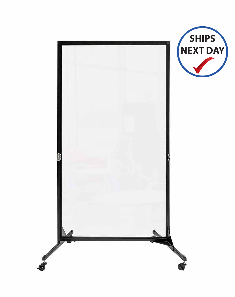 NPS Room Divider, 6' Height, 9 Sections, Clear Acrylic Panels
