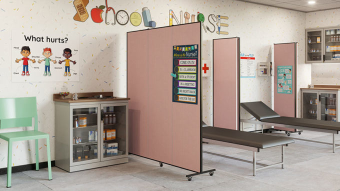 School Nurse Portable Walls Station - Screenflex Portable Room Dividers